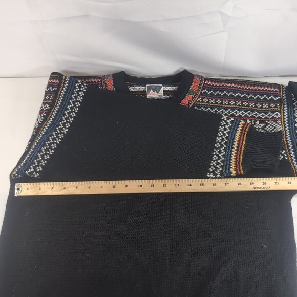 Dale of Norway 1/4 Clasp Norway Nordic L Wool Sweater Long Black Multi Fair Isle - Picture 10 of 16